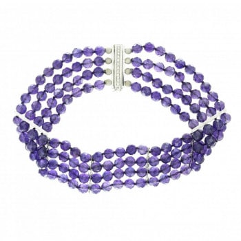 Collier Or Gris, Améthystes...