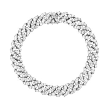 Gourmette Or Gris et Diamants