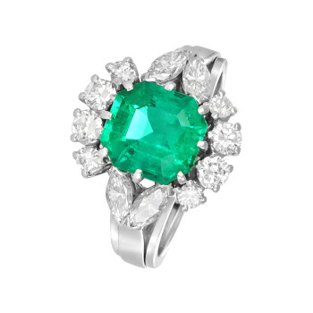 Bague Or Gris, Emeraude de...