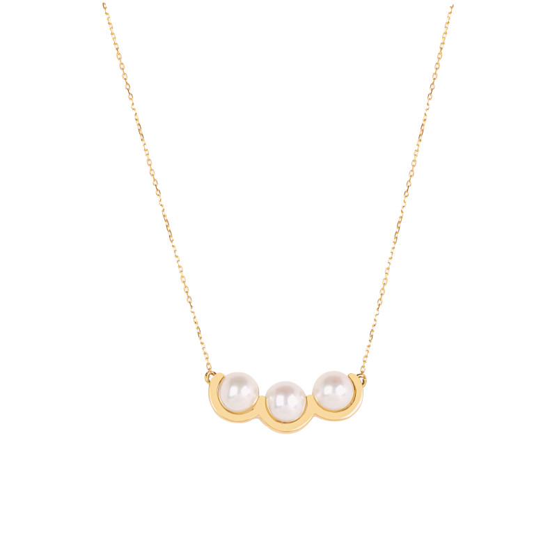 Le Plongeoir - Collier de perles de culture blanches -  Motif en or rose main image 0