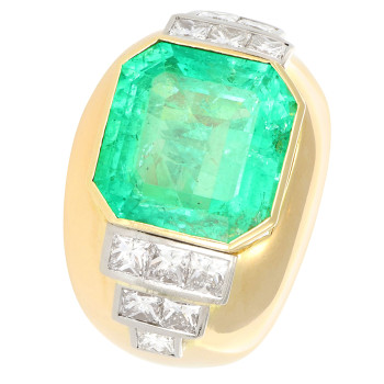 Bague Or Jaune, Emeraude de...