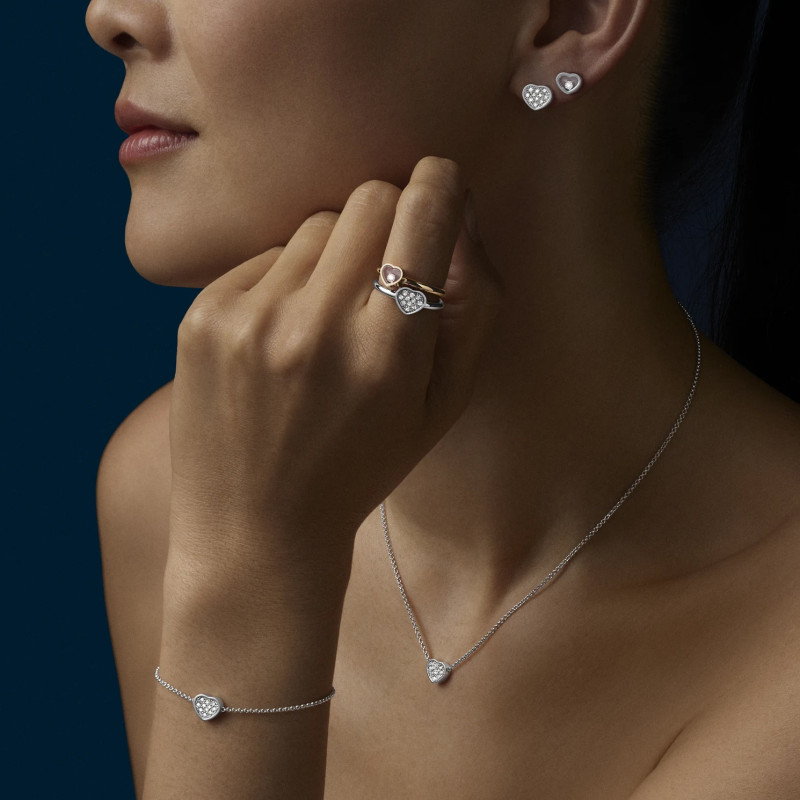 Collier Chopard My Happy Hearts Or Blanc et Diamants | Maison Verho...
