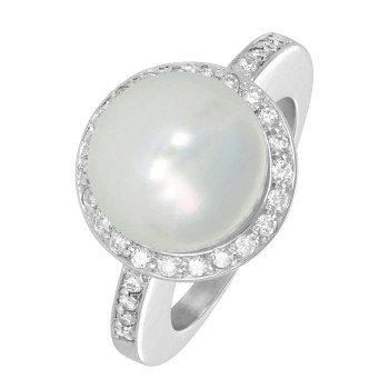 Bague Or Gris, Perle et...