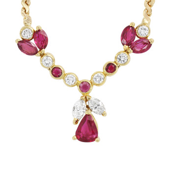 Collier Or Jaune, Rubis et...