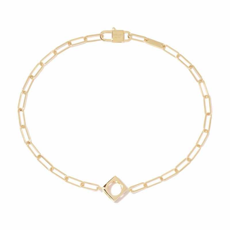 Bracelet sur chaine dinh van Le Pavé PM, Or jaune