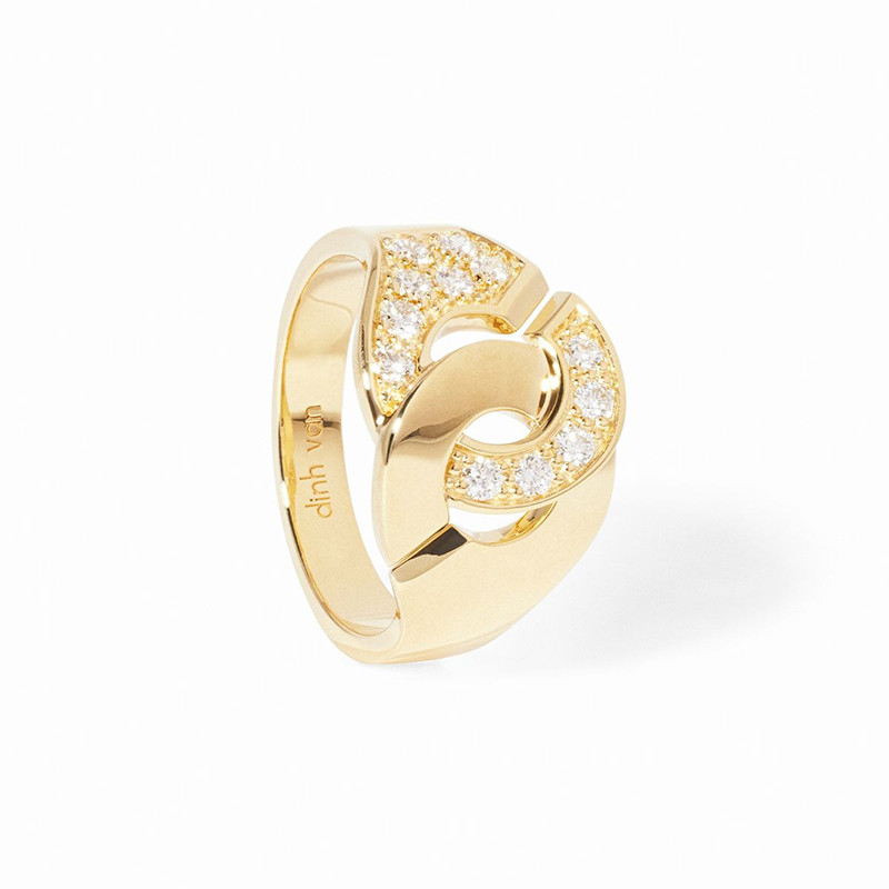 Bague dinh van Menottes Moyen modèle, Or jaune et Diamants