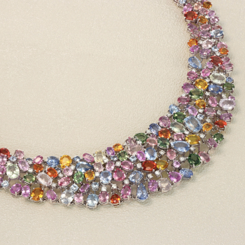 Collier Or Gris, Saphirs...