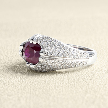 Bague Or Blanc, Rubis et...
