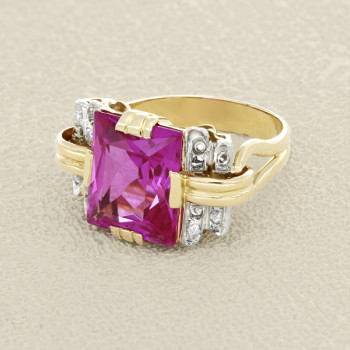 Bague Or jaune, Spinelle...