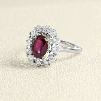 Bague Or Blanc, Rubis et...