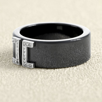 Bague Céramique noire, or...