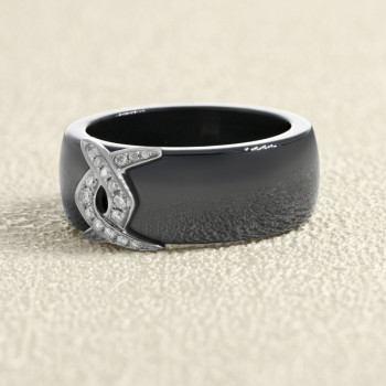 Bague Céramique noire, or...