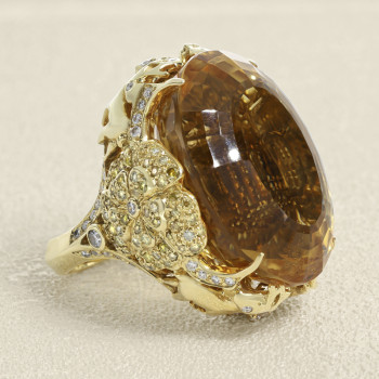 Bague Cerfs-Fleurs Or...