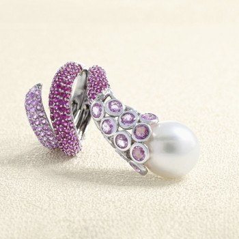 Bague Or Gris, Perle et...