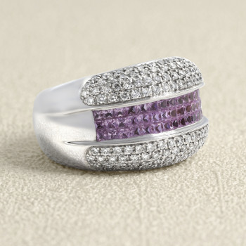 Bague Or Gris, Saphirs et...