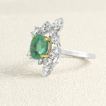 Bague Or Gris, Emeraude...