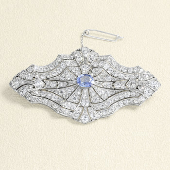 Broche Plaque 1930 Or gris,...