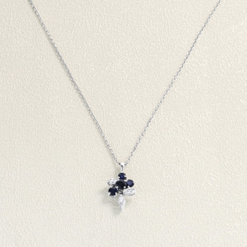 Pendentif Or Gris, Saphirs...