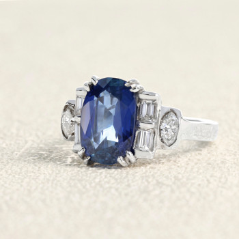 Bague Or blanc Saphir et...