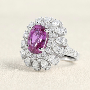 Bague Or blanc, Saphir et...
