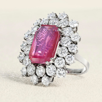 Bague Or blanc, Rubis de...