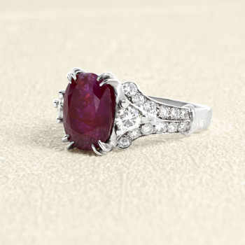 Bague Or Gris, Rubis Non...