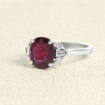 Bague Or blanc, Rubis et...