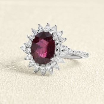 Bague Or blanc, Rubis et...