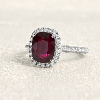 Bague Or blanc, Rubis et...