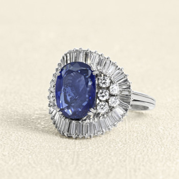Bague Platine, Saphir et...