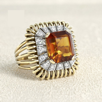 Bague Or rose, Citrine et...