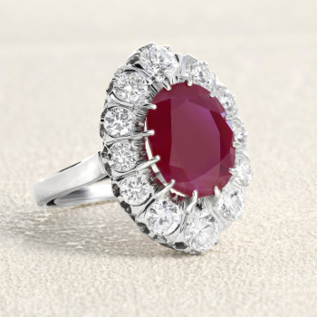 Bague Or blanc, Rubis et...
