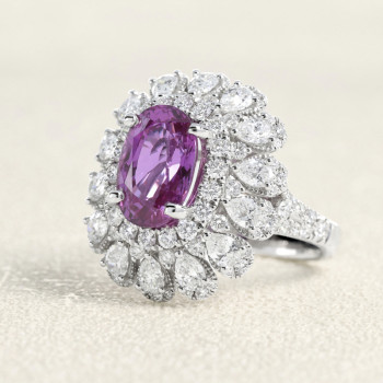 Bague Or blanc, Saphir et...